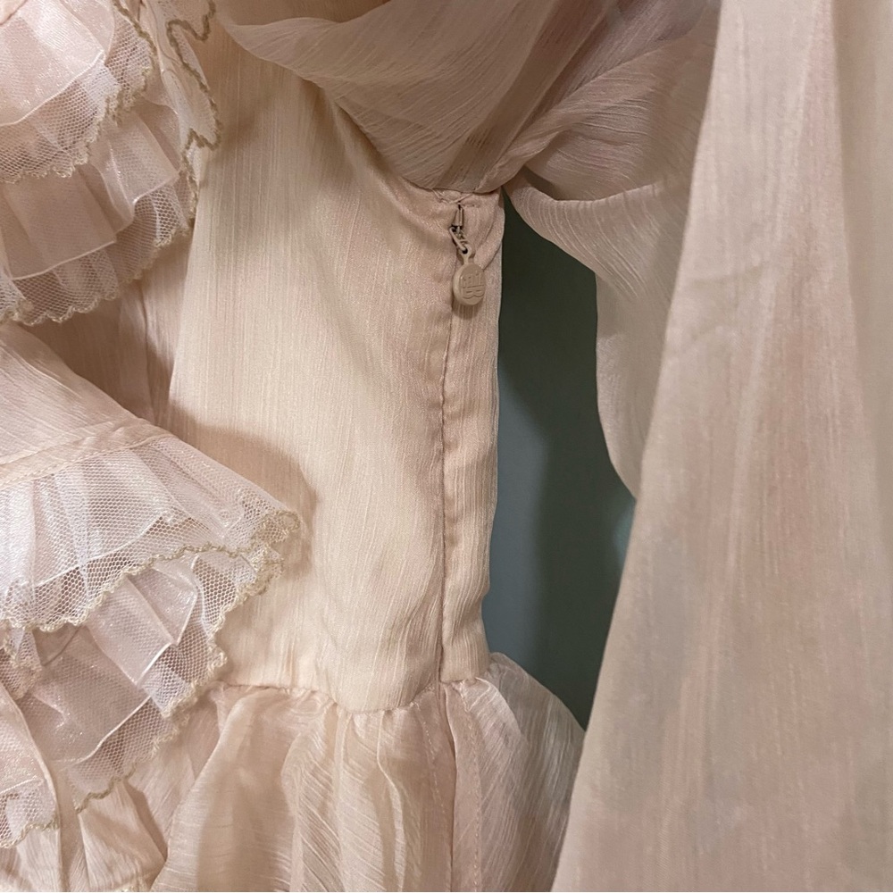 CeliaB Bliss Dress Ivory‎ Ethereal Flowy Ruffled Sheer Maxi Dress XXL - Picture 7 of 10
